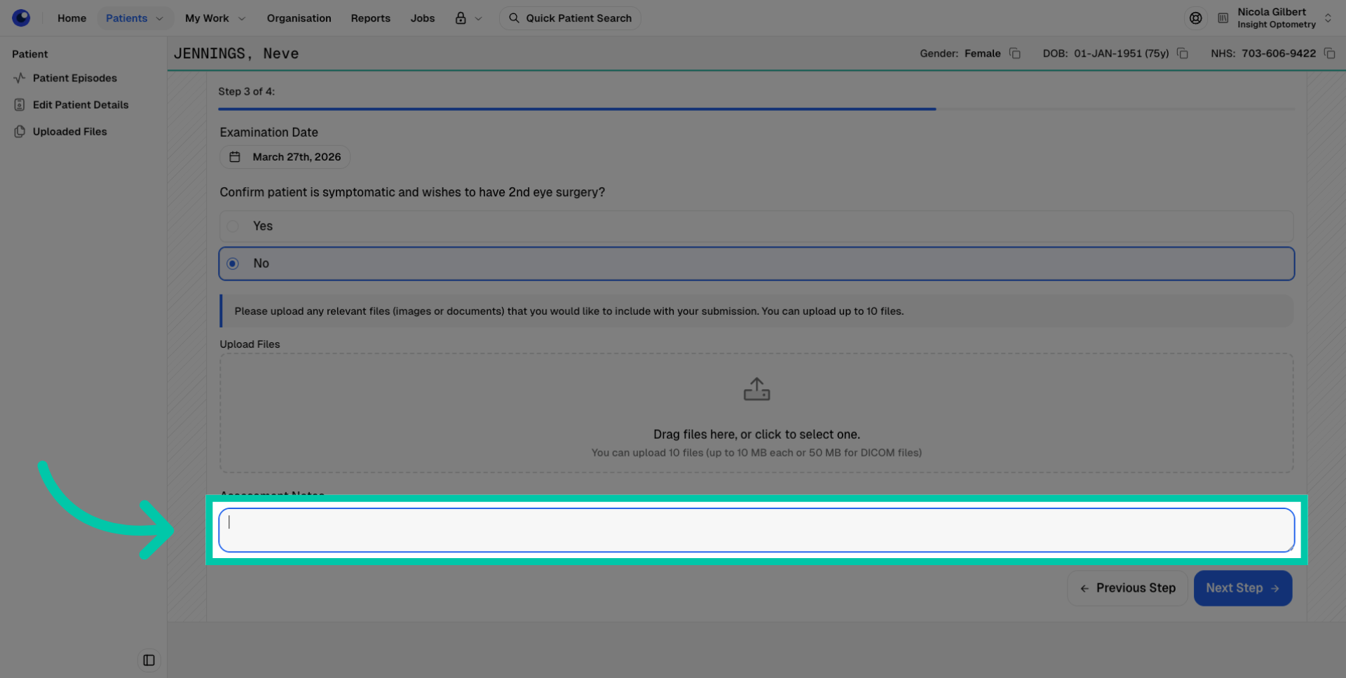 Add any additional assessment notes