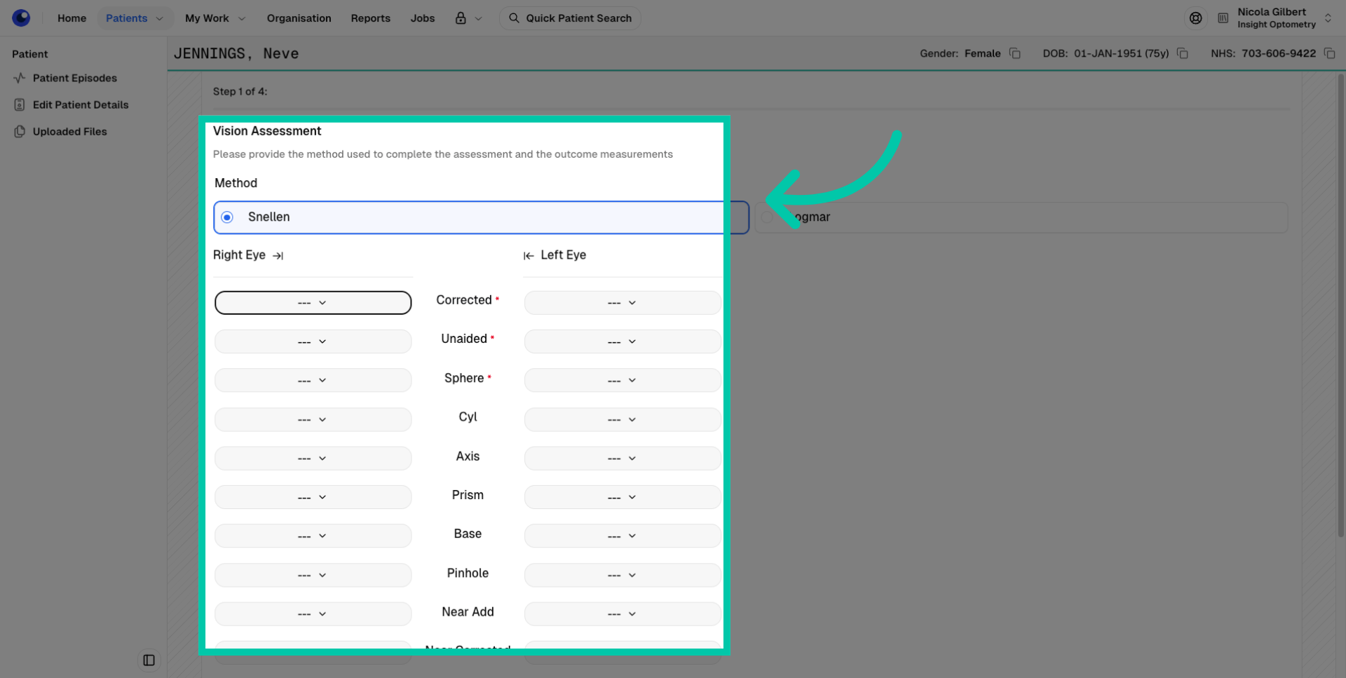 Provide vision assessment details