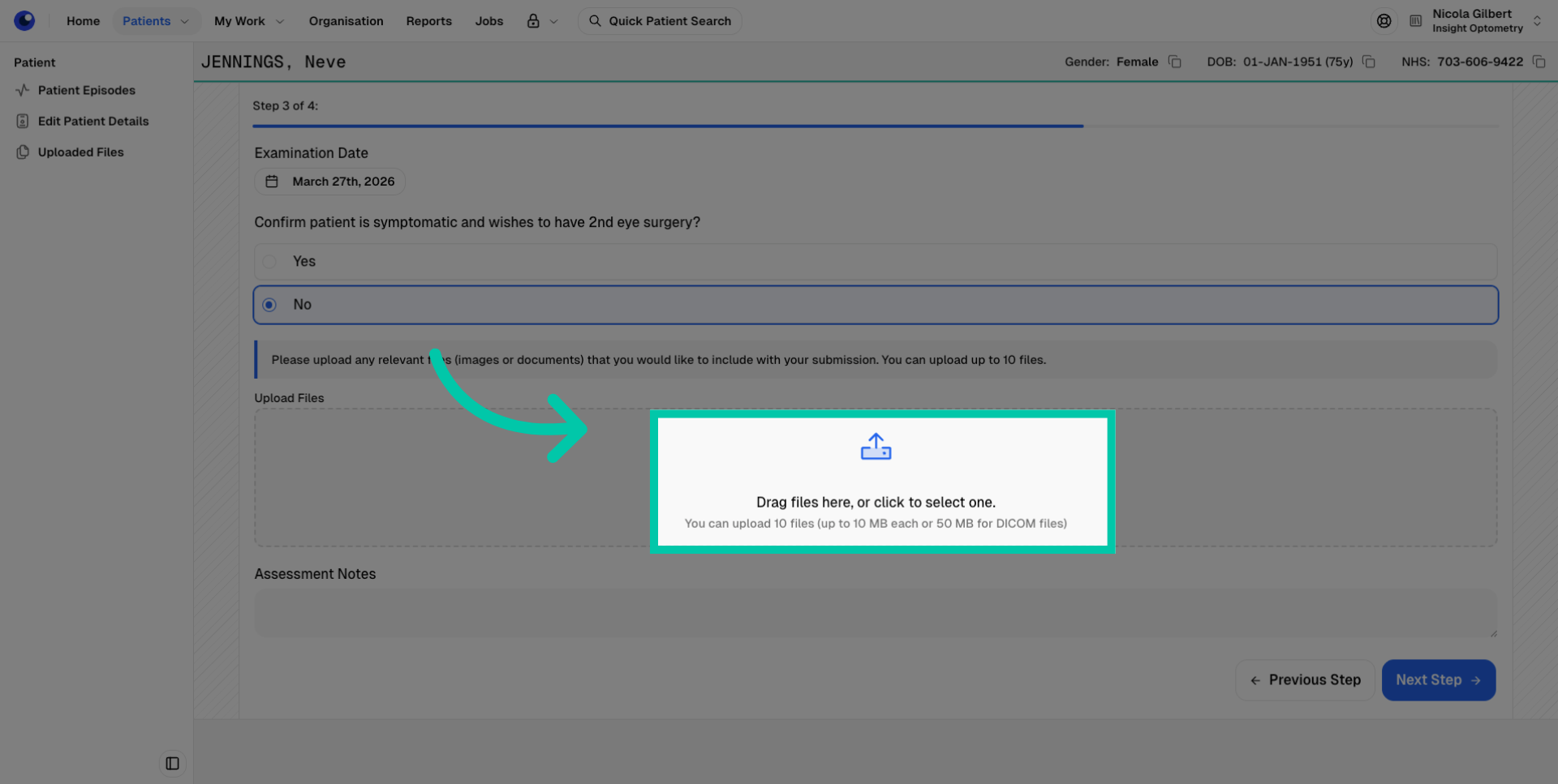 Option to upload files