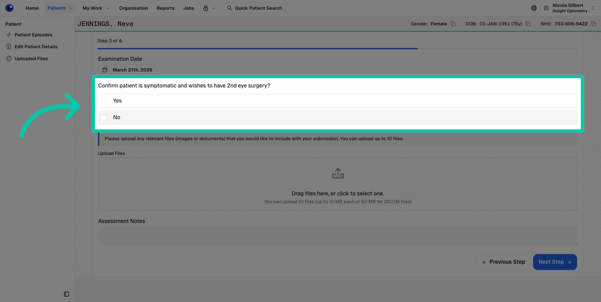 Second eye referral