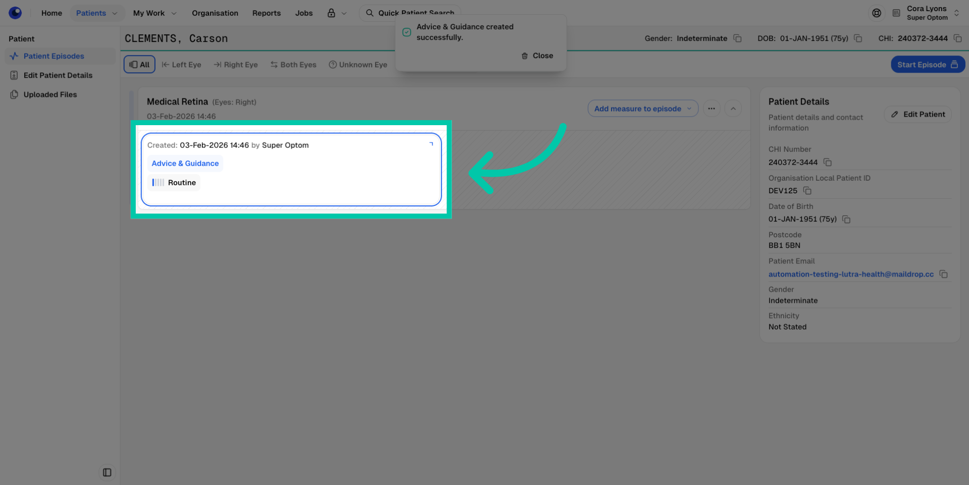 View Created Request Details